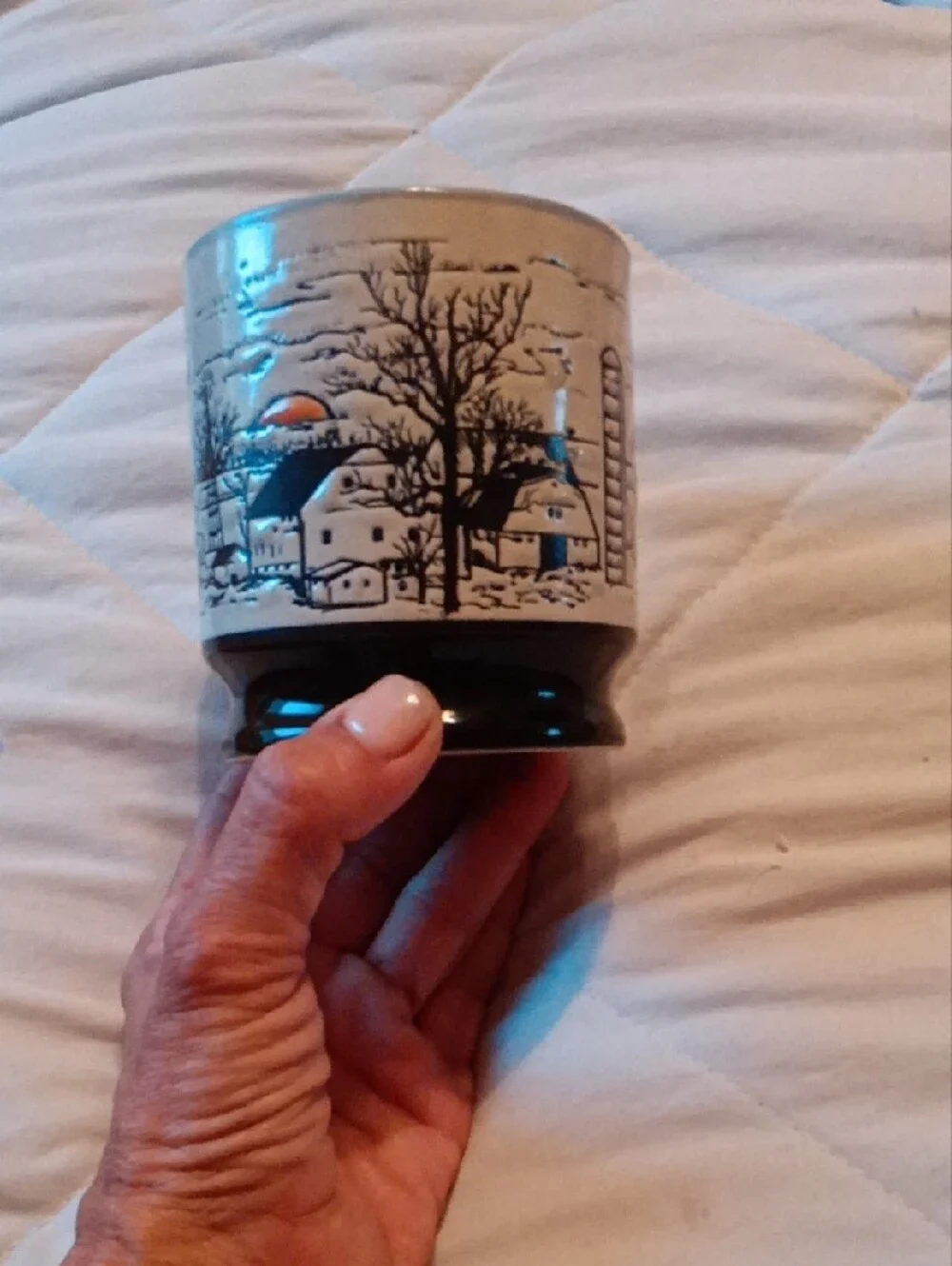 Amish Country Scenic Ceramic Coffee Mug - Cream & Brown